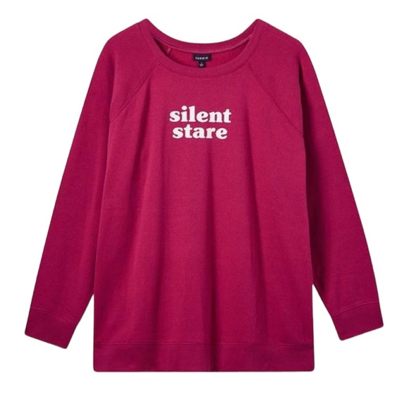 torrid Sweaters - NWT Torrid silent stare cozy long sleeve fleece sweatshirt burgundy size 2x
